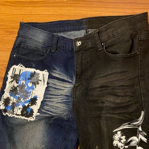 Rue 21 Supreme Flex Skinny Jeans 32 x 32 one side blue one side black (GB) - Picture 8 of 14